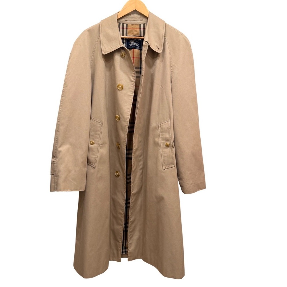 Vintage Burberrys Camden Car Trench Coat Men's 38R Medium Nova Check Beige